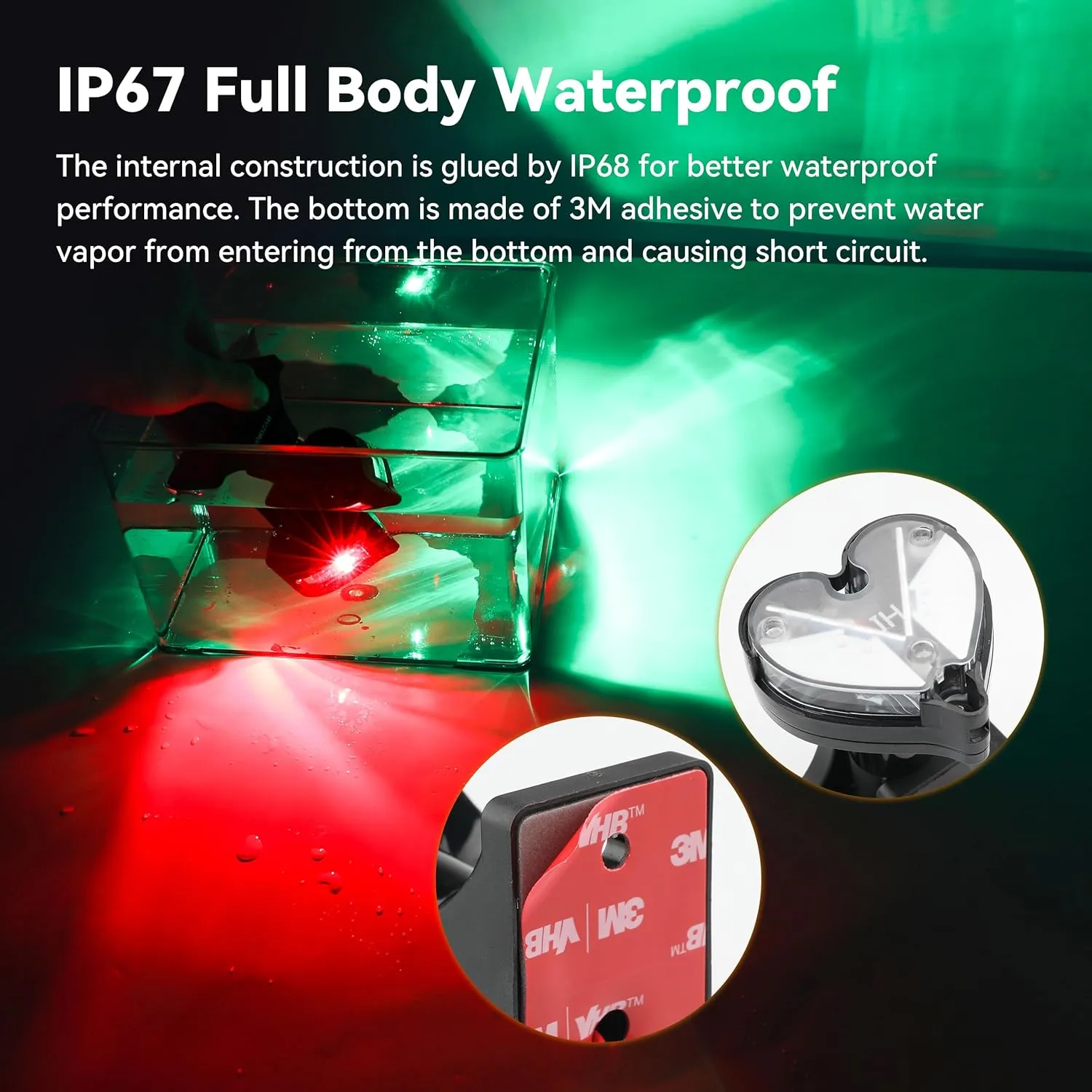 12-24V LED Boat Navigation Lights IP67 Waterproof Red and Green LED Marine Navigation Light USCG 2NM Boat Bow Lighting for Pontoon, Skiff, and Yacht