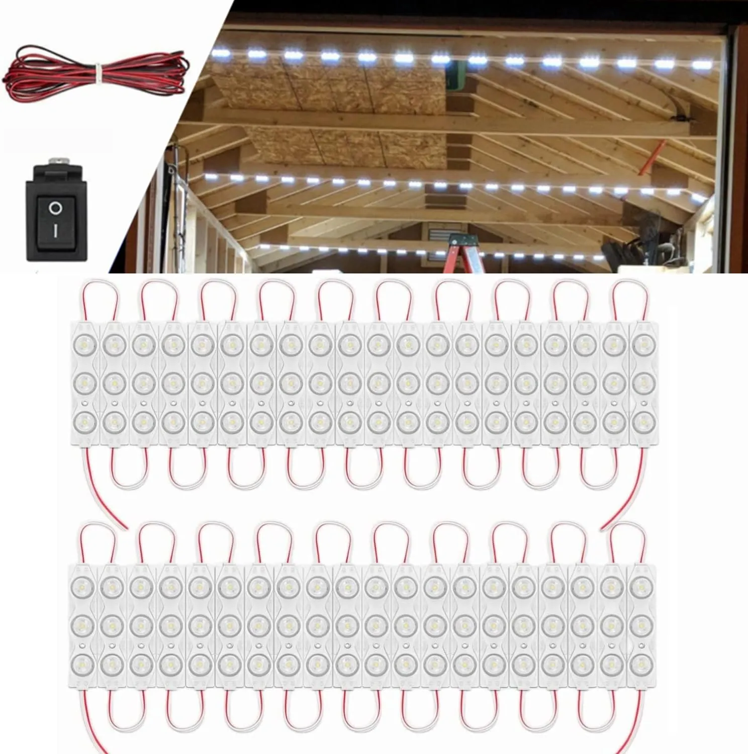 120 LEDs 12V Van Interior Light Kits, Led Module Lights Ceiling Lamp for Cargo Car Camper Work Van Truck Auto Vehicle Caravan Trailers Boat Bus RV Room Accessories (40 Modules, White)