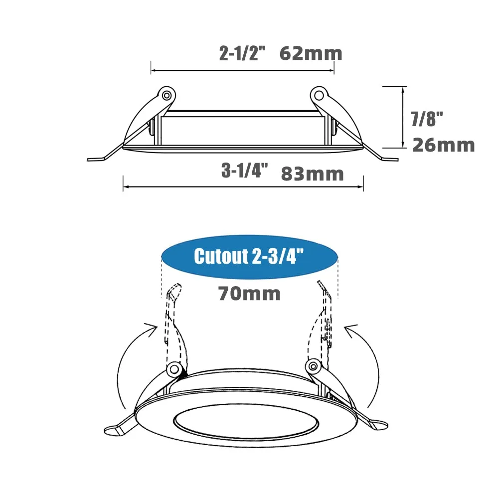 12V LED Puck Light, RV Boat Recessed LED Ceiling Light Overhead 3-1/4 Inch Flush Mount Full Aluminum CRI 90  Silver