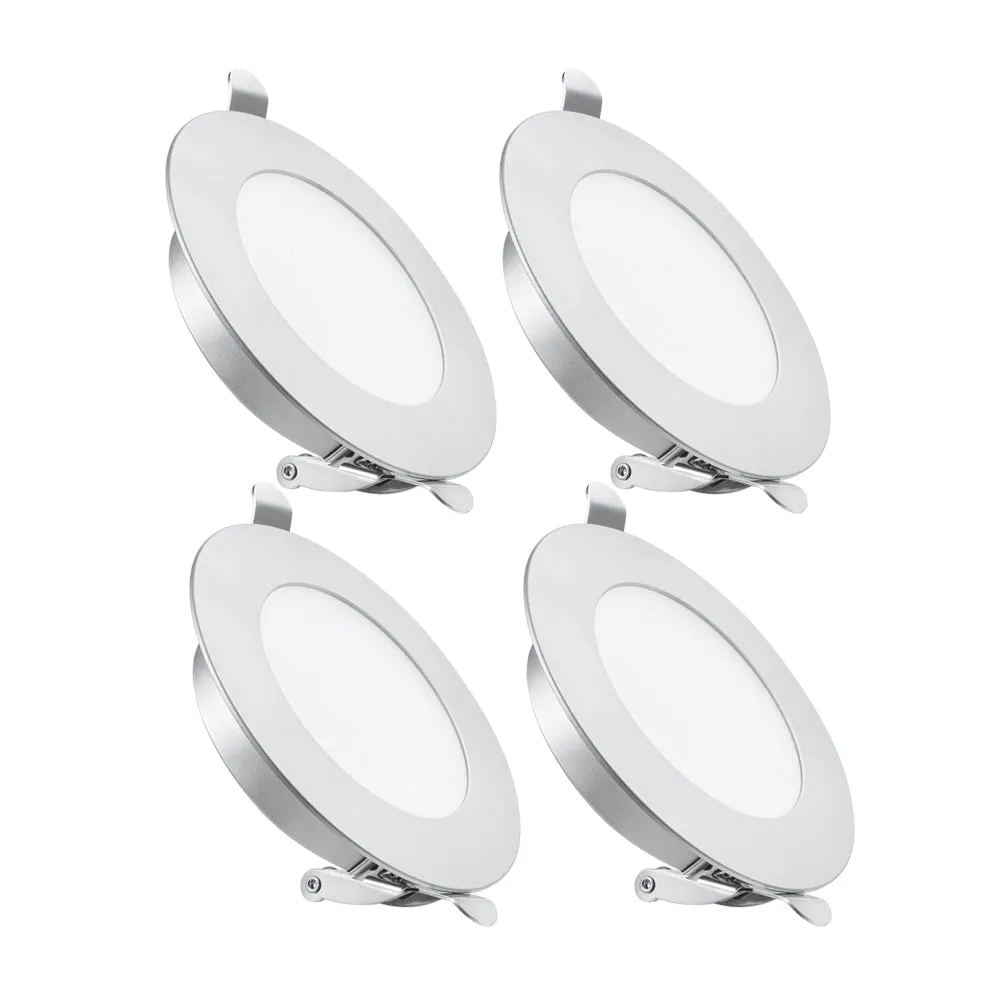 12V LED Puck Light, RV Boat Recessed LED Ceiling Light Overhead 3-1/4 Inch Flush Mount Full Aluminum CRI 90  Silver
