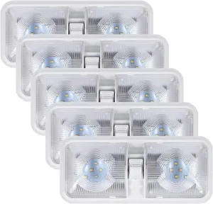 12V LED RV Lights with ON/Off Switch - Daylight 6500K, 8W 600LM, Interior Lighting for RV Van Trailer Camper Boat - Pack of Five