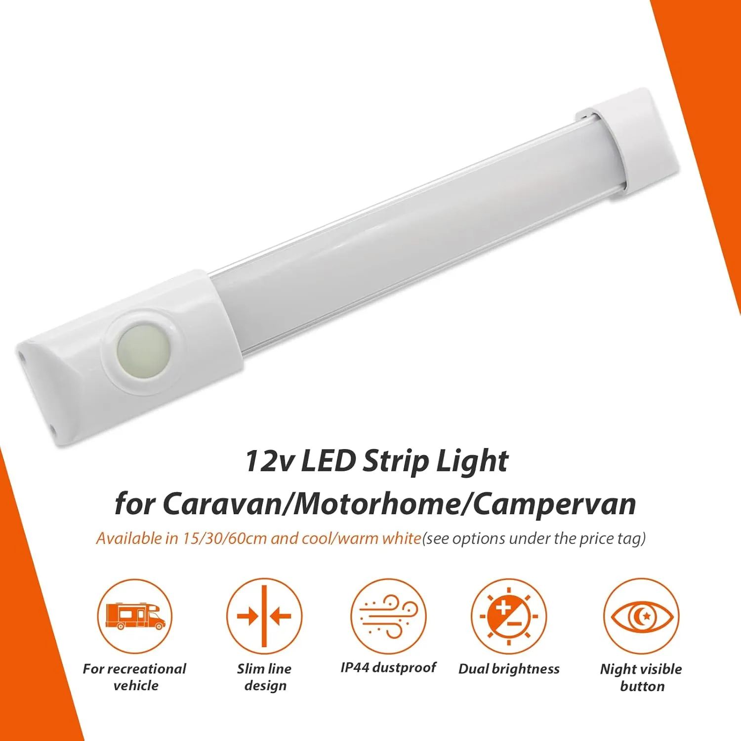 12volt LED RV Light RV Vanity Light LED Strip Lights for RV 1.3/2.6W Cool White Lighting 6 inch