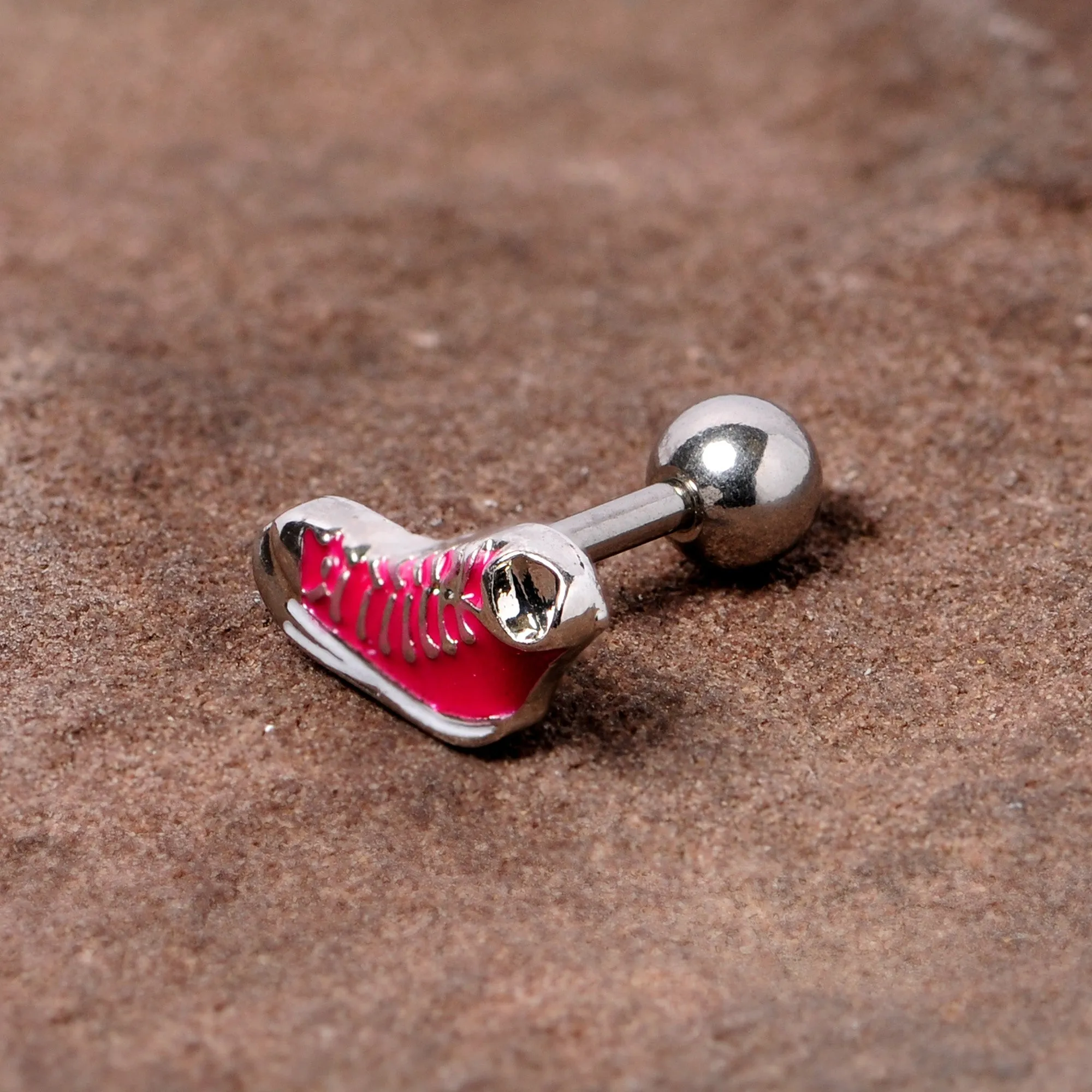 16 Gauge 1/4 Pink High Top Sneaker Cartilage Tragus Earring