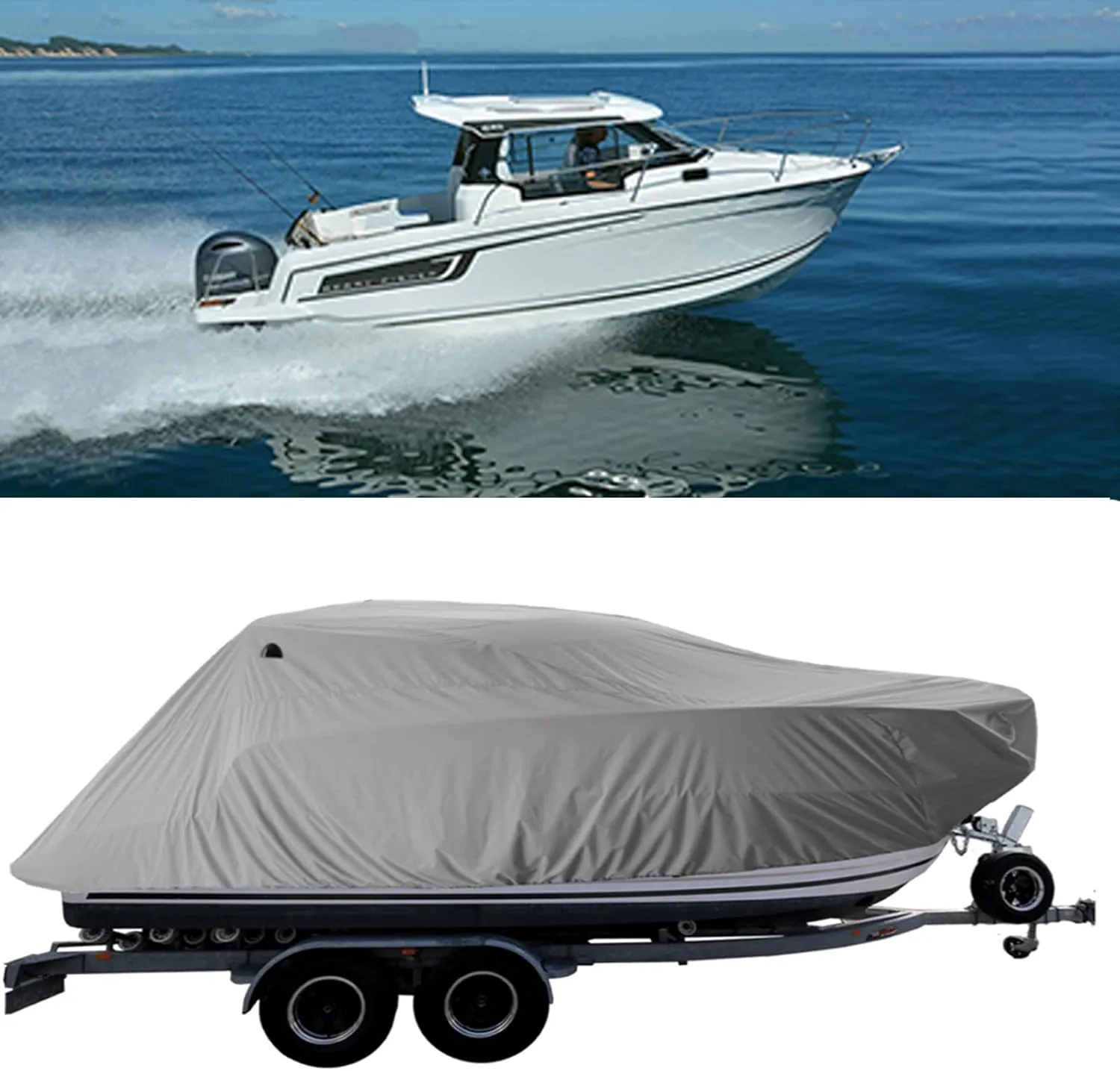 19-21ft Waterproof Boat Cover 420d Marine Grade Oxford Cloth V-Hull Boat Mooring Cover Dust-Proof Anti-Uv Protection Trailerable T-Top Boat Cover