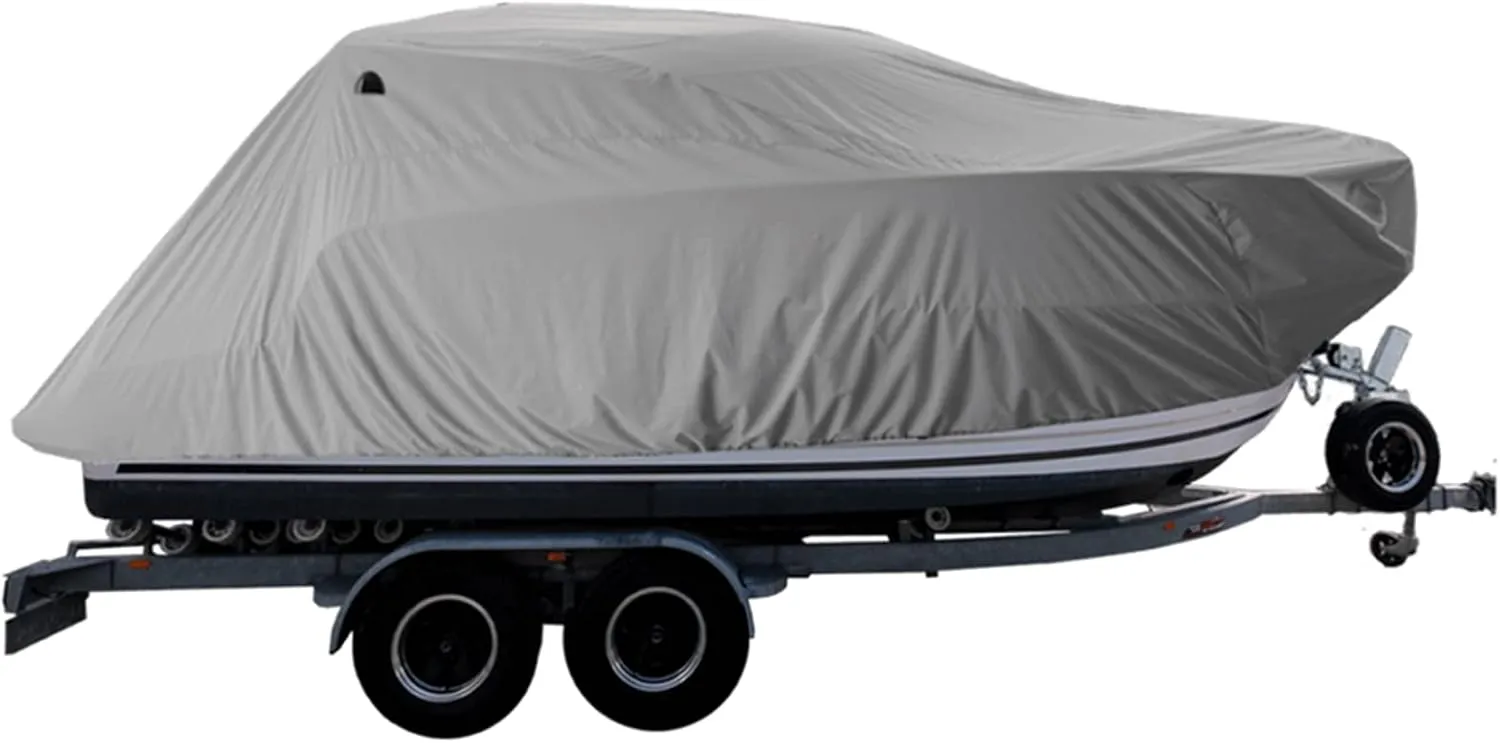 19-21ft Waterproof Boat Cover 420d Marine Grade Oxford Cloth V-Hull Boat Mooring Cover Dust-Proof Anti-Uv Protection Trailerable T-Top Boat Cover