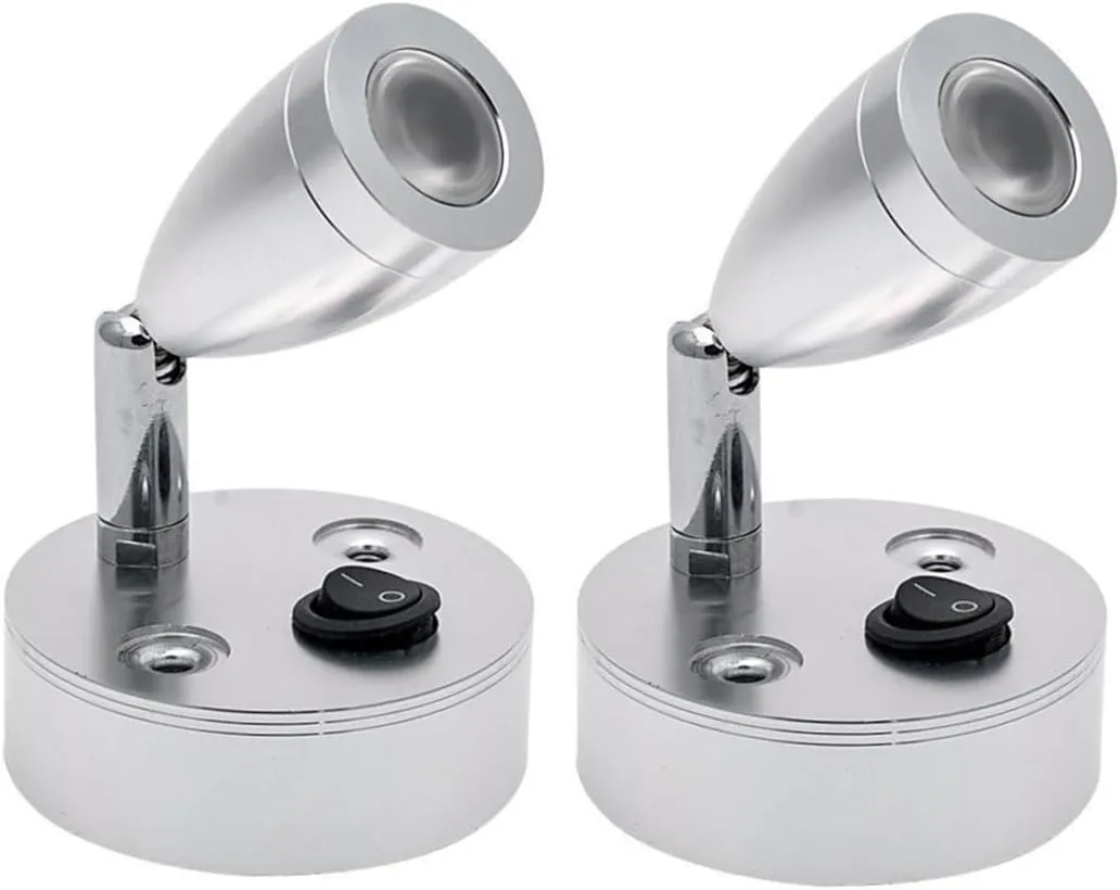 2 Pack Led Lights Brushed Nickel 3000k Warm White 24v Marine Reading Lights Adjustable Direction for Boat Cabin Motorhome