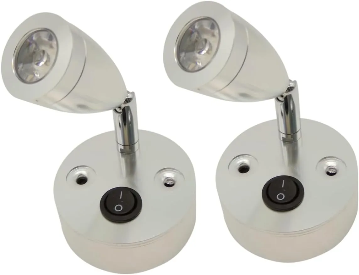 2 Pack Led Lights Brushed Nickel 3000k Warm White 24v Marine Reading Lights Adjustable Direction for Boat Cabin Motorhome