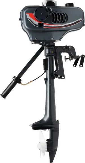 2-Stroke 3.5HP Outboard Boat Motor Engine, 49CC Gas Powered Fishing Marine Heavy Duty Boat Engine, 4000-5000rpm 2.5KW Marine Boat Motor for Inflatable Yachts Canoes Boat