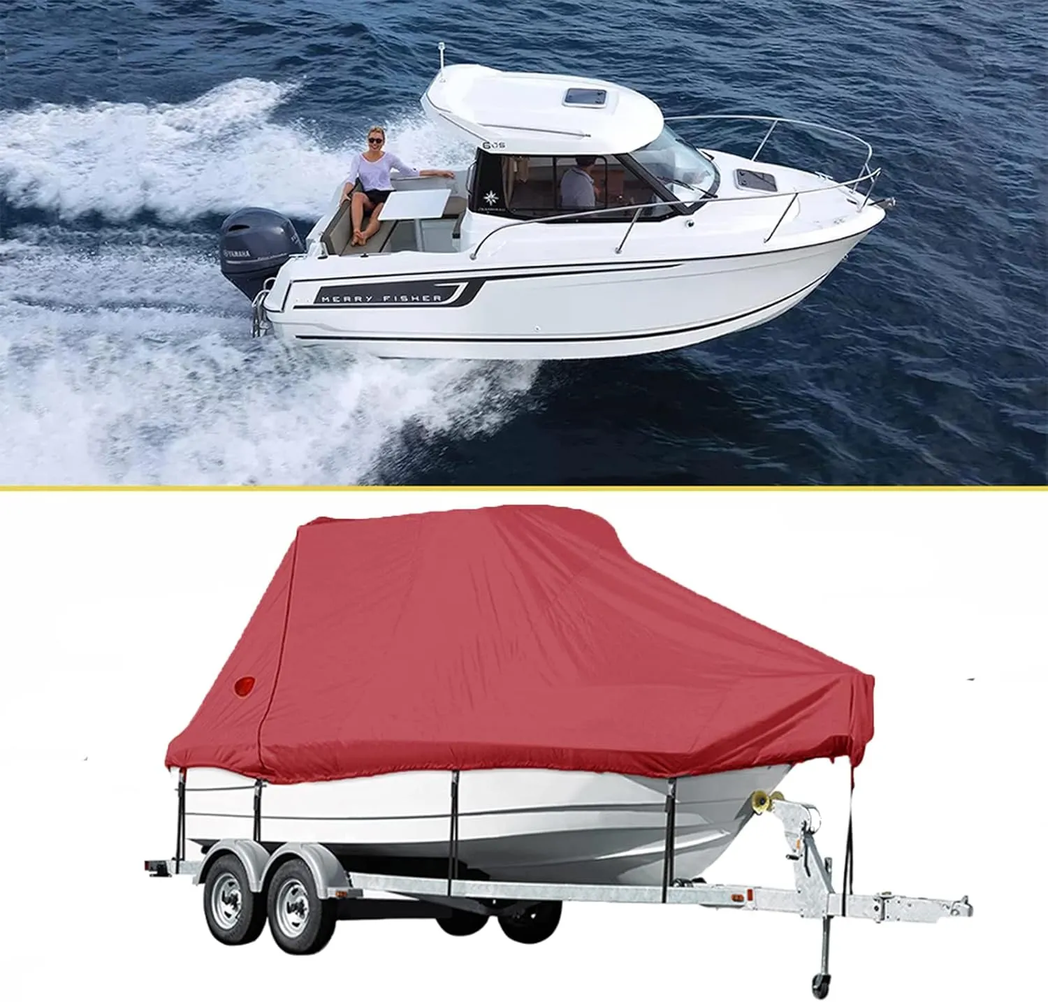 20-22ft Heavy Duty Waterproof Boat Cover 600d Sun Protection Tear-Resistant Large Boat Cover Speedboats, Fishing Ski Boats Towable Boat Cover