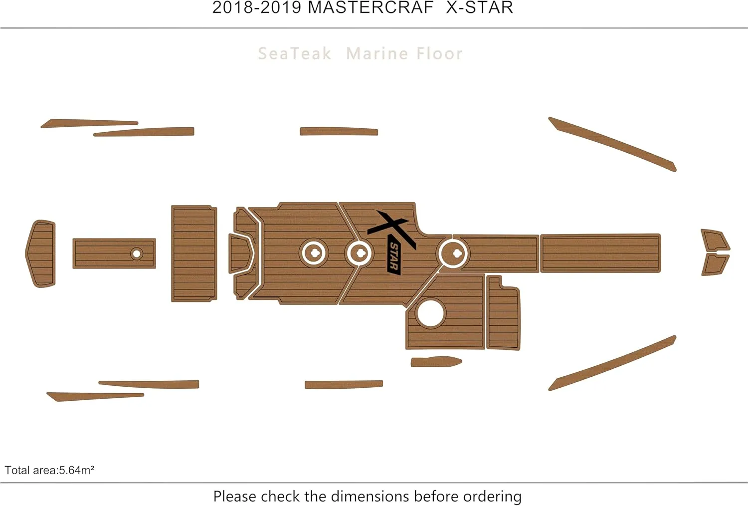 2018-2019 Master Craft X-Star Cockpit bow1/4” 6mm eva Foam Faux Teak Deck Surfing Boat Fishing Boat Motorcycle Hurts crapet Non-Slip mat Marine Floor