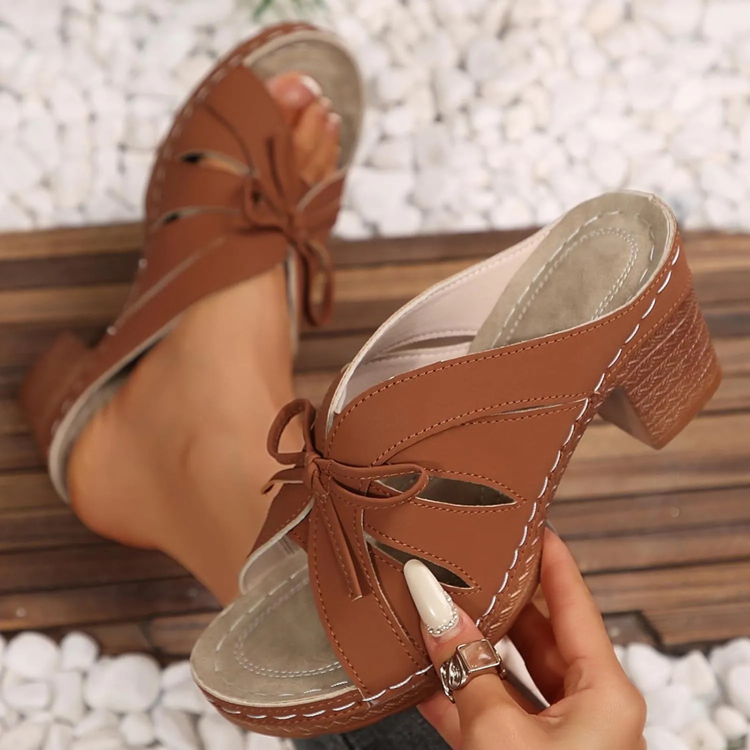 2025 Platform Heels Sandals Women Open Toe - High Block Heel Summer Slides for Party/Casual/Beach Comfortable Slippers Arch Support Heeled Sandal