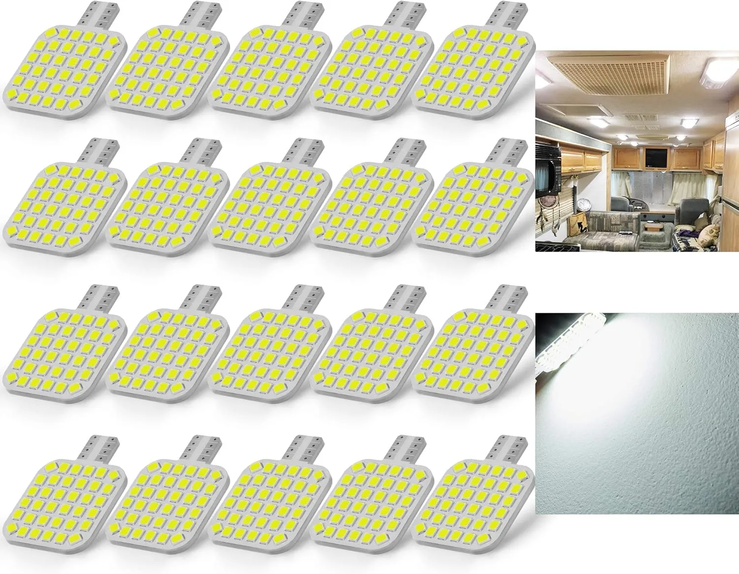 20PCS 921 Interior LED Light Bulbs for RV, Super Bright 36-SMD 6000K White T10 922 912 194 LED Bulbs Replacement for Camper Trailer Motorhome Indoor Ceiling Dome Lights(12V DC)