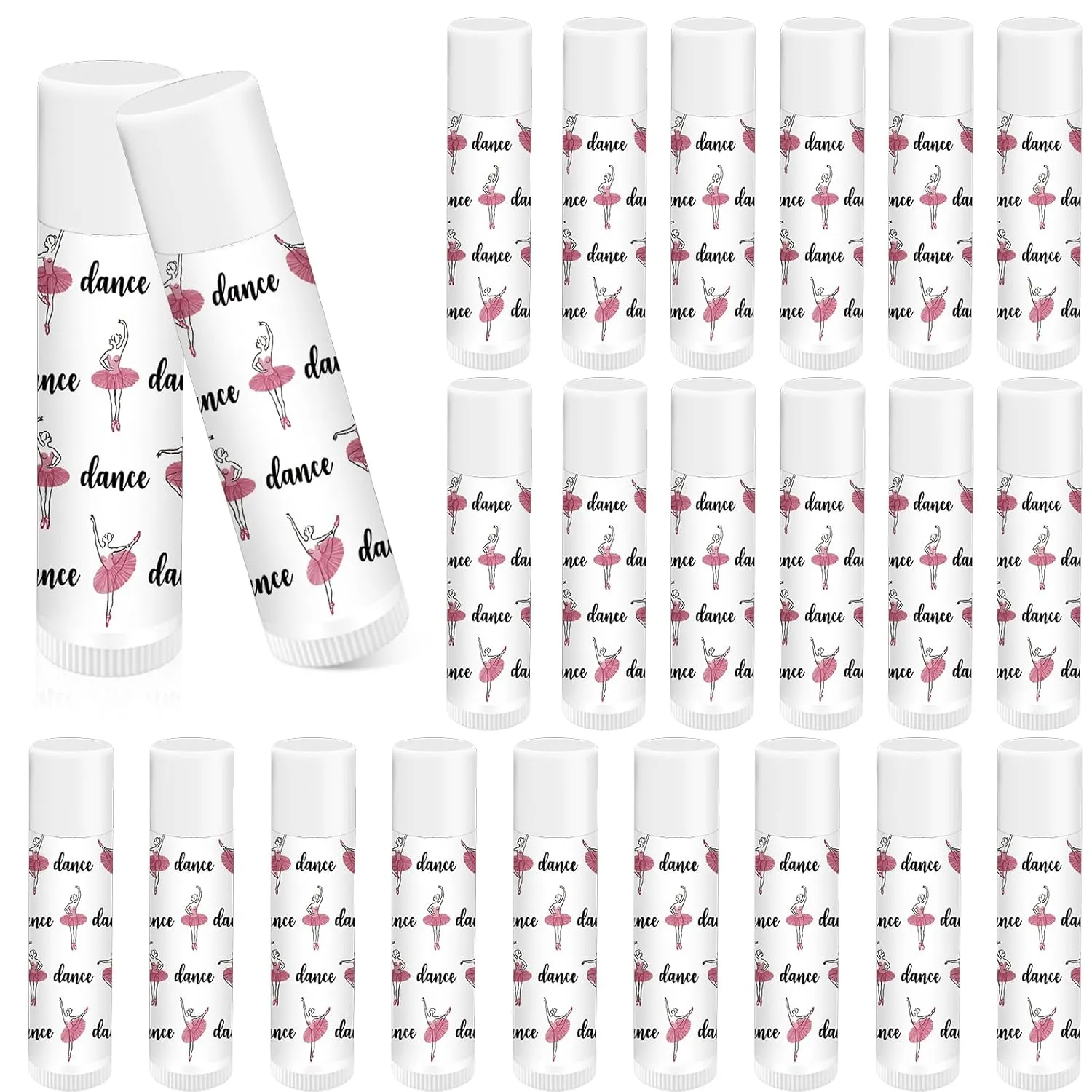 24 Pack Dance Theme Ballet Lip Balms Bulk Moisturizing Lip Balms Gift Ballet Gifts Lip Balm Christmas Thanksgiving Day Dance Party Thanks Gift for Dancer Woman