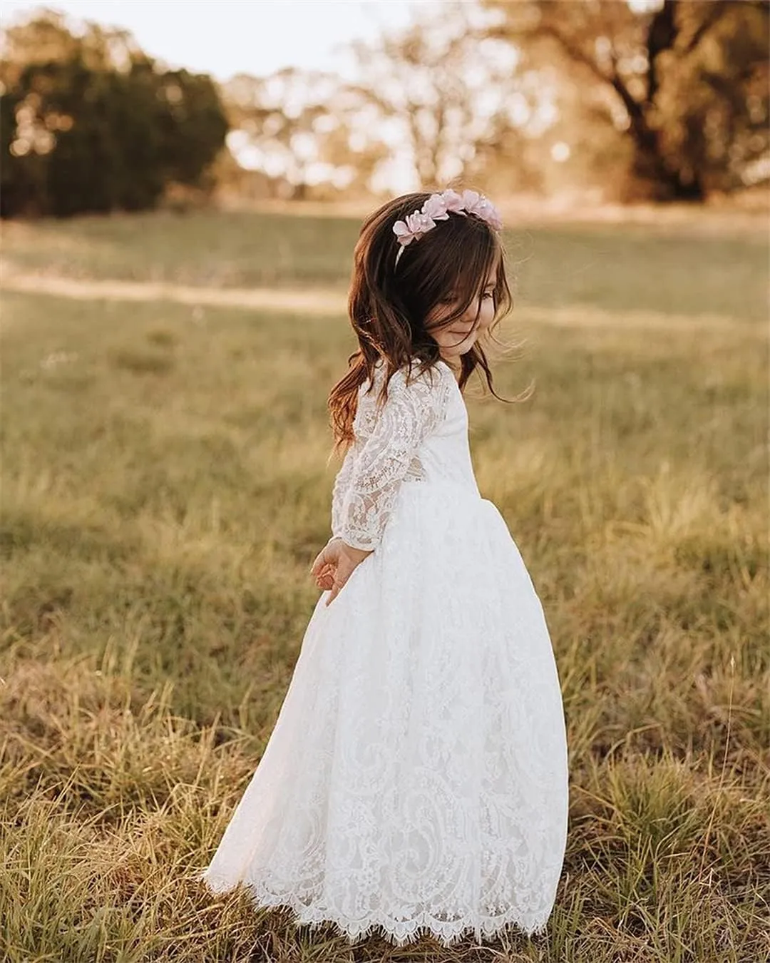 2Bunnies Girl Paisley Lace Back A-Line Straight Tutu Tulle Party Flower Girl Dress