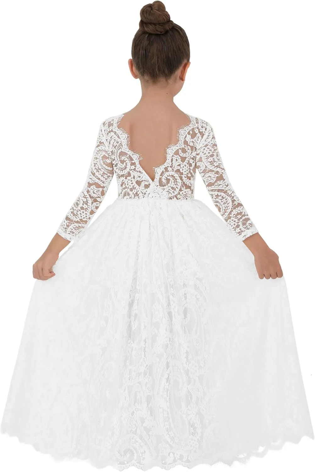 2Bunnies Girl Paisley Lace Back A-Line Straight Tutu Tulle Party Flower Girl Dress