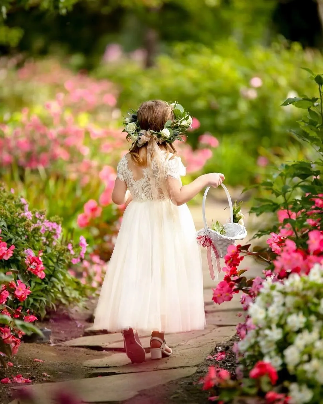 2Bunnies Girl Paisley Lace Back A-Line Straight Tutu Tulle Party Flower Girl Dress