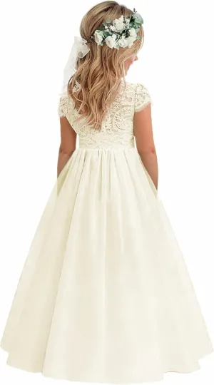 2Bunnies Girl Paisley Lace Back A-Line Straight Tutu Tulle Party Flower Girl Dress