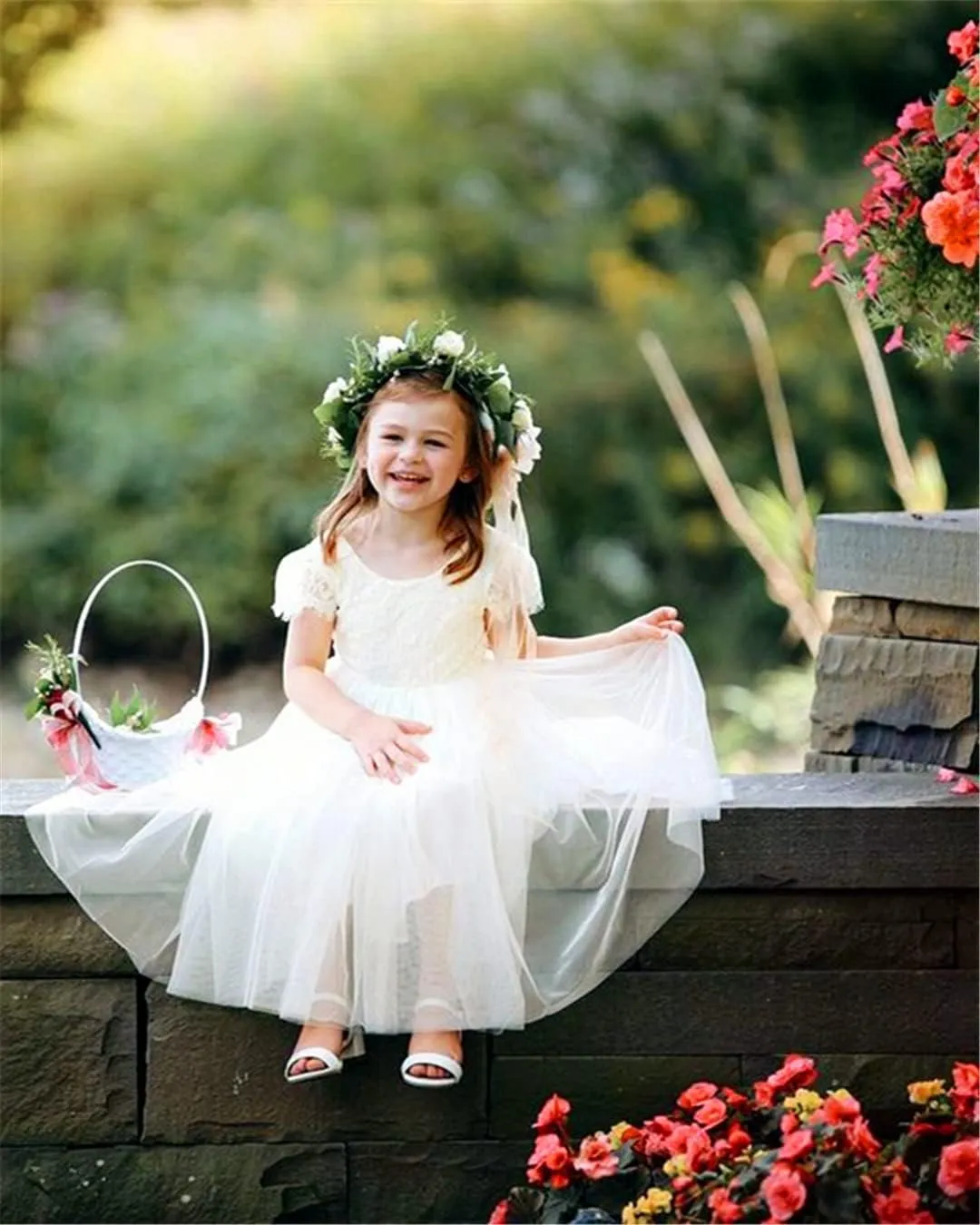 2Bunnies Girl Paisley Lace Back A-Line Straight Tutu Tulle Party Flower Girl Dress