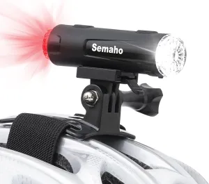 2in 1 Rechargeable Helmet Light with Bracket Mount Night Bike Light Riding Safety 5 Warning Light Modes IP66 Waterproof Bicycle Light, 360° Rotatable Front Rear Lights, Mountain Bike Headlight