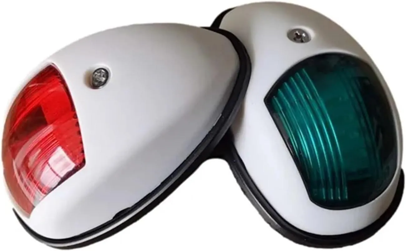 2Pcs 12V 24V LED Running Lights For Boat Signal Lamp Marine Navigation Light Yacht Accessories Red Green Truck Trailer Lamps(White case)