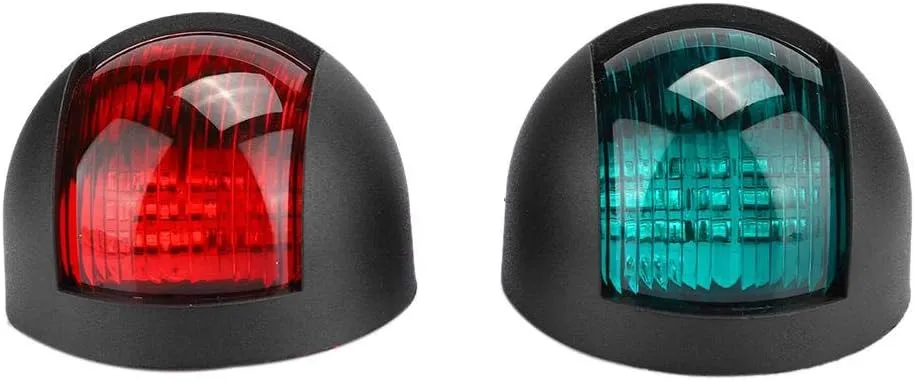 2Pcs Boat LED Light, 12V 24V Boat Navigation Light Marine Yacht Red Green LED Indicator Light (Black)