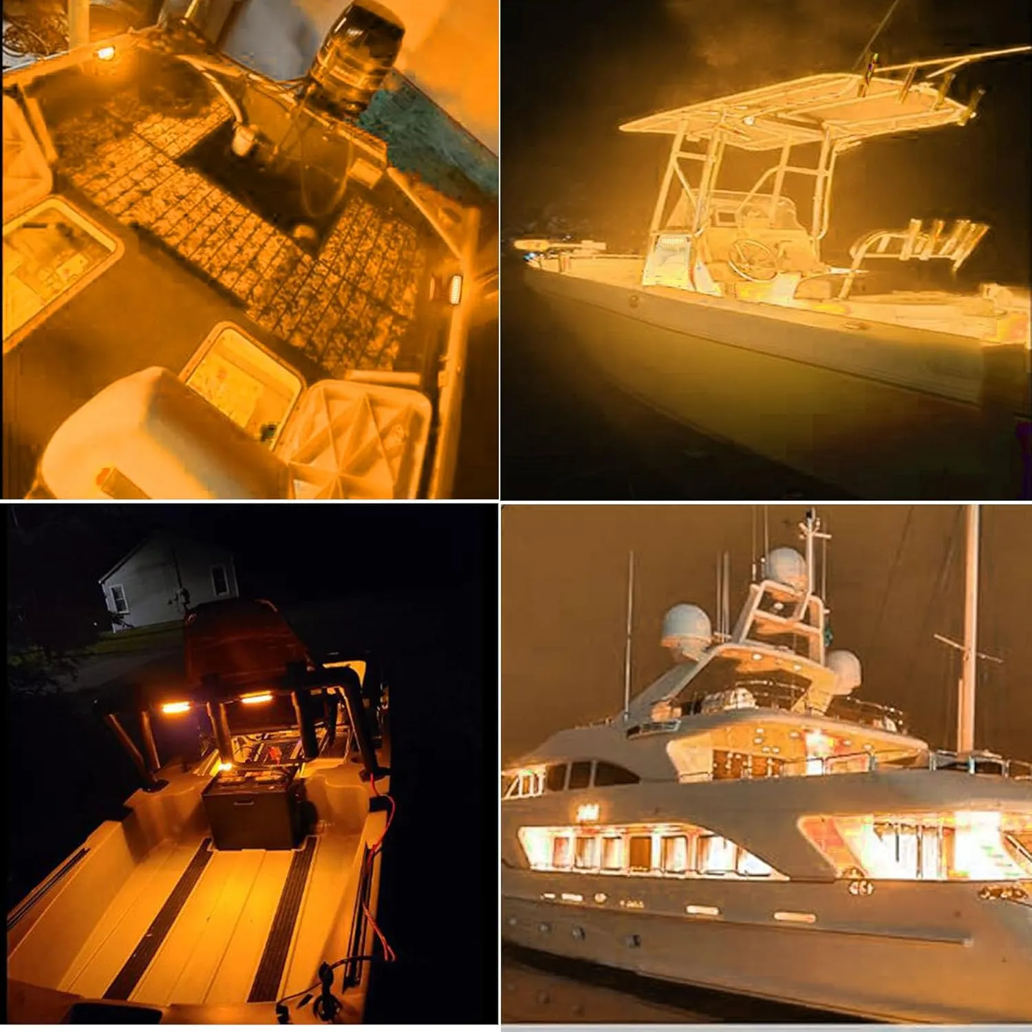 2Pcs Marine LED Boat Light,IP68 Waterproof 27LED Boat Interior Deck Lights,Pontoon Transom Stern Navigation Trailer Light,1200LM,10-24V(Amber)