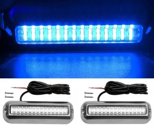 2pcs Waterproof Marine Boat Lights, Stainless Steel 42LEDs Underwater Lighting Boat Transom Navigation Drain Plug Courtesy Lamp Deck Lights for Cruise Ships, Yachts, Sailboat