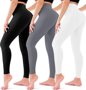 3 Pack Leggings for Women-No See-Through High Waisted Tummy Control Yoga Pants Workout Running Legging