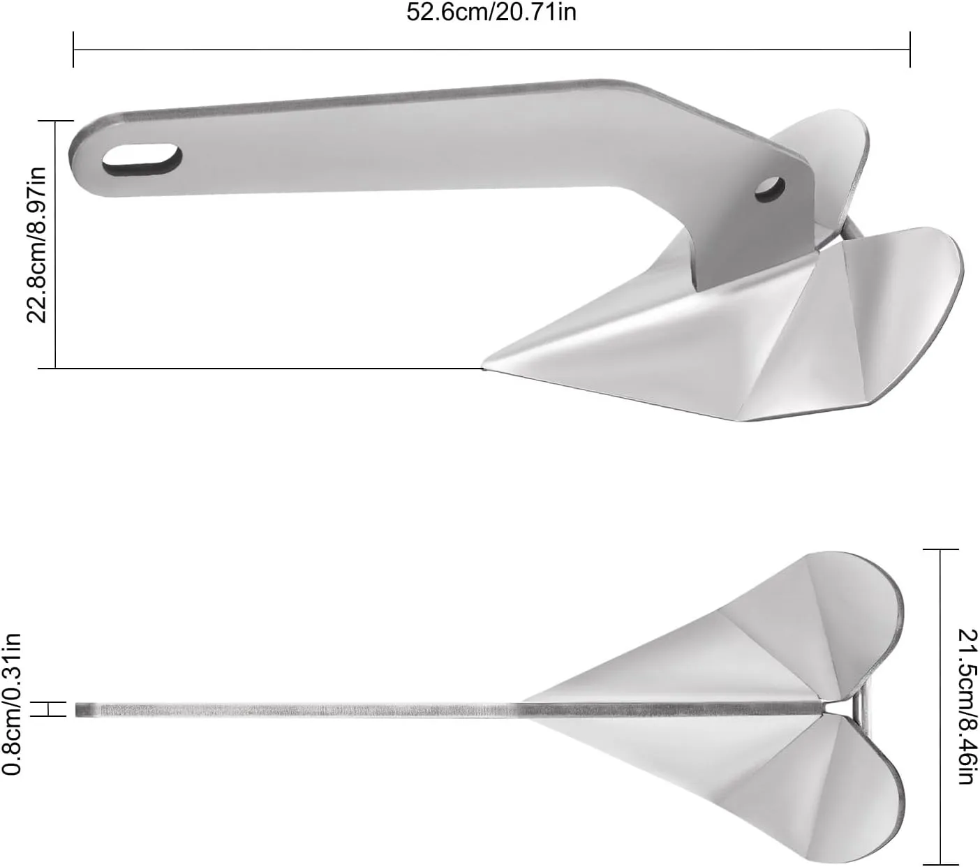 316 Stainless Steel Boat Anchor, 10Lbs Delta Anchor Wing Style Anchor Heavy Duty Triangular Anchor Marine Anchors for Boats Small Yacht Boat Anchor 316 Stainless Steel Triangle Plow Anchor 10Lbs