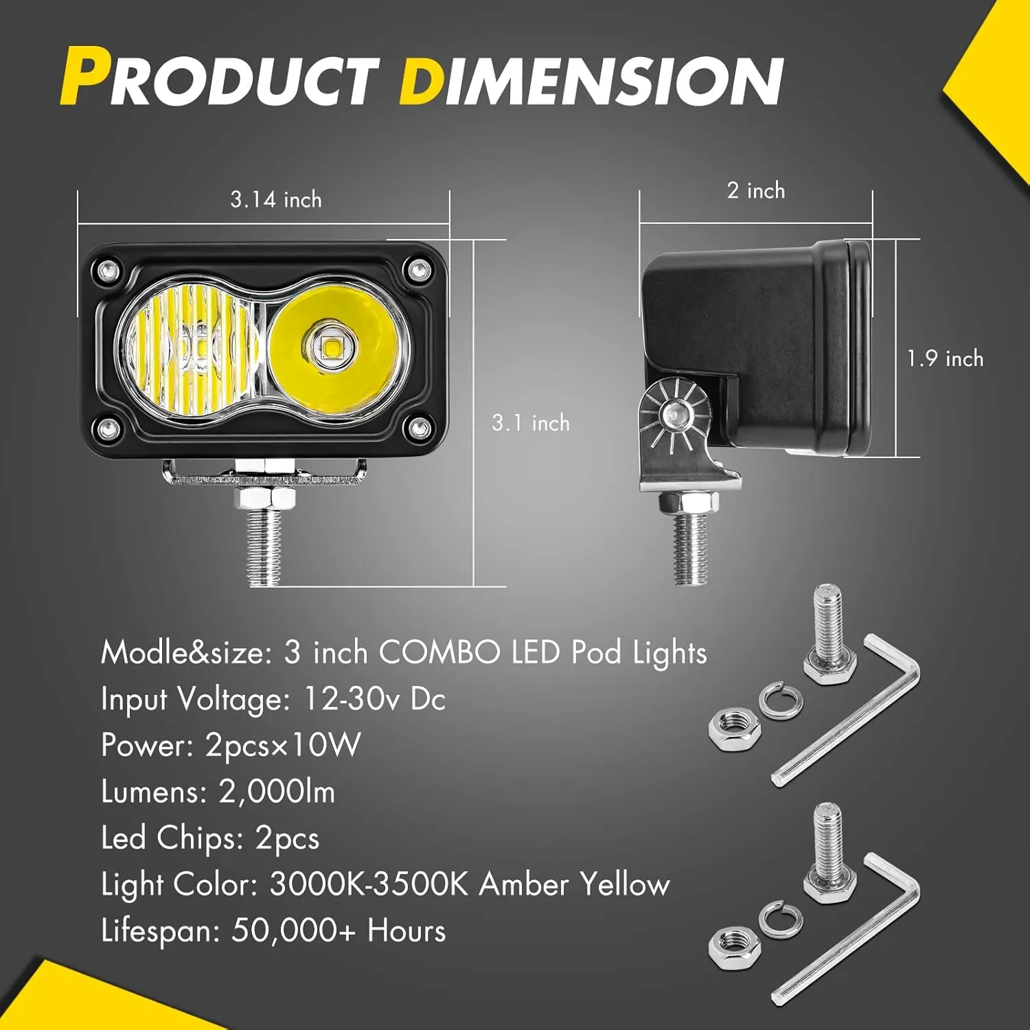 3Inch Motorcycle Led Pods, 2PCS CREE Fog Lights Pods 40W Off Road Ditch Lights Combo Beam Driving Auxiliary Light LED Bumper Light for Truck ATV UTV SUV Motorcycle Boat