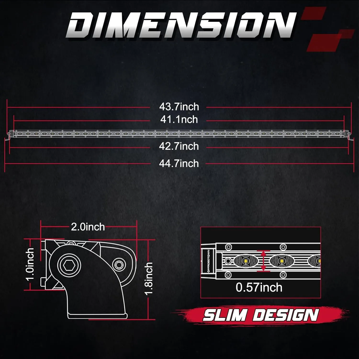 40 Inch CREE LED Light Bar, OFFROADTOWN 200W Single Row Flood Beam Off Road Driving Lights Work Lights Ultra Silm Light Bar for Truck UTV SUV Jeep Honda SXS RZR 4 Wheel Boat Roof Rack
