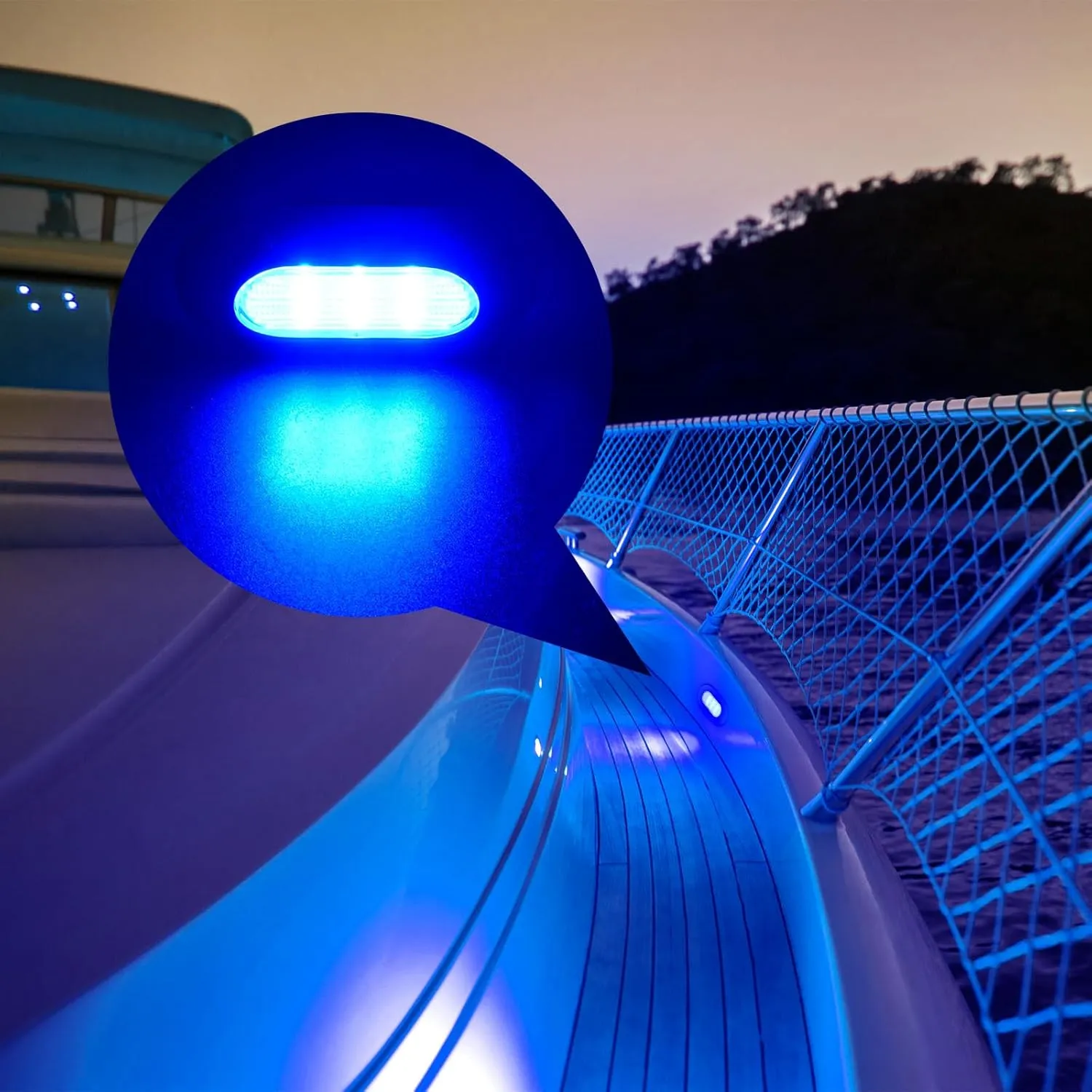 4PCS LED Courtesy Light Step Lights Accent Utility Lighting Surface Mounted for Boat IP67 Waterproof Lamp Yacht RV Caravan Light Stainless Steel Cover 12VDC (Blue), E012082-EMX