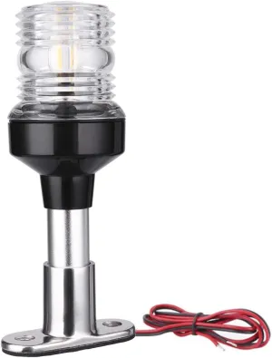 6 inch 3 Nautical Mile Boat Anchor Light All Around LED Fixed Mount Navigation Light With Stainless Steel Base and Aluminum Tube, 12-24 VDC