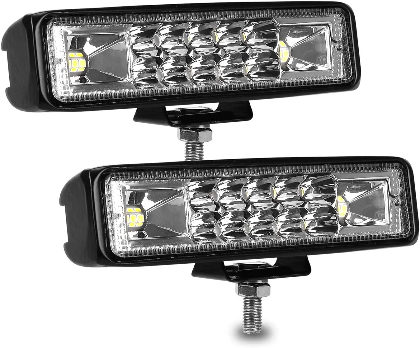 6 Inch Led Pods Light Bar Slim 60W 10000Lm 12V/24V Driving Fog Light Waterproof Combo Flood Spot Lights for Trucks Off Road ATV UTV Golf Cart Trailer 2 Pack