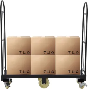 65"x16" U-Boat Steel Platform Cart Dolly with Removable Handles & 6pcs Wheels,Heavy Duty Industrial Narrow Aisle Hand Truck for Warehouse Transport,2000 lbs Capacity