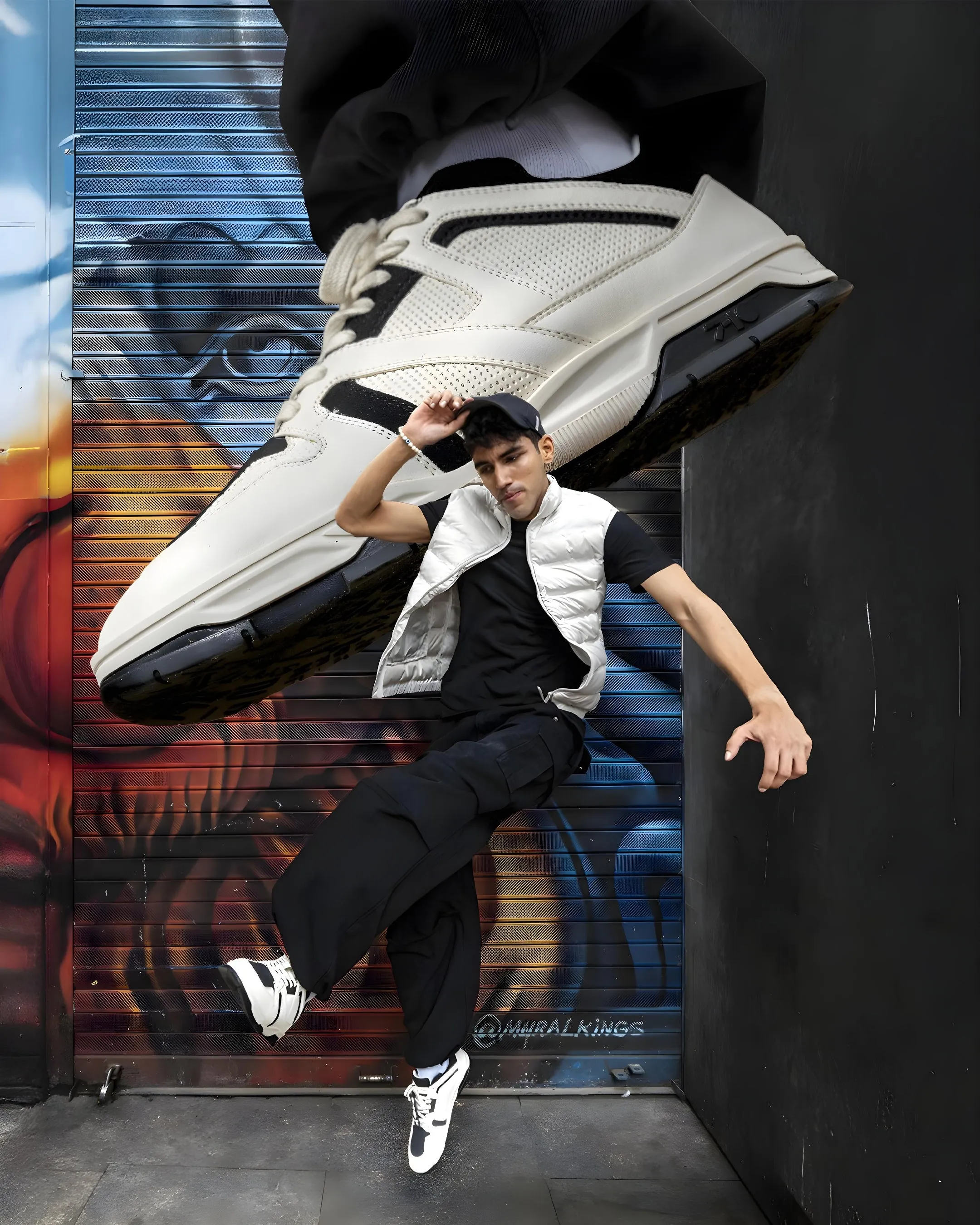 731 Black & White Dice Low-Top Sneakers