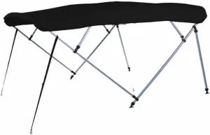 7.6 oz Black 4 Bow Square Tube Boat Bimini TOP with Running Light Cutout Sunshade Compatible for Tahoe Alpine Fish 1822 All Years