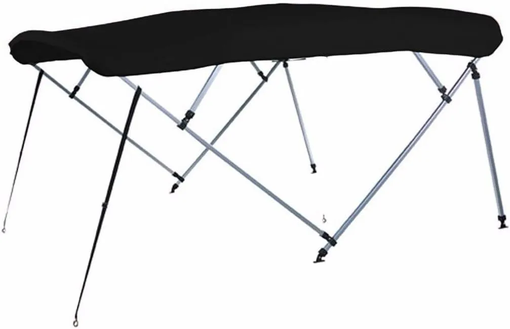 7.6 oz Black 4 Bow Square Tube Boat Bimini TOP with Running Light Cutout Sunshade Compatible for Tahoe Alpine Fish 1822 All Years