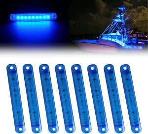 8Pcs Blue Marine Boat Lights,12V Waterproof Utility Led Interior Lights For Boat Deck Courtesy Transom Cockpit Light, Yacht Fishing Pontoon Boat Sailboat Kayak Bass Boat Vessel 12V