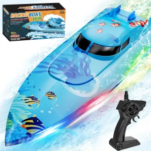 918 RC Boat, Remote Control Boat for Adults, Water Boats with LED Light for Kids, RC Ship, Summer Toys for Pools and Lakes, Toy Gift for Adults Boys&Girls
