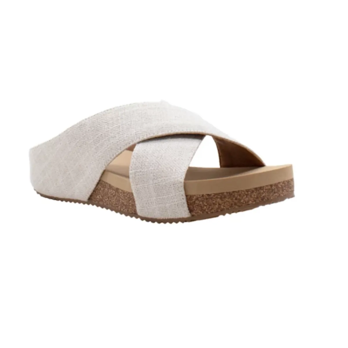 Ablette Slide Sandal in Bone Linen by Volatile