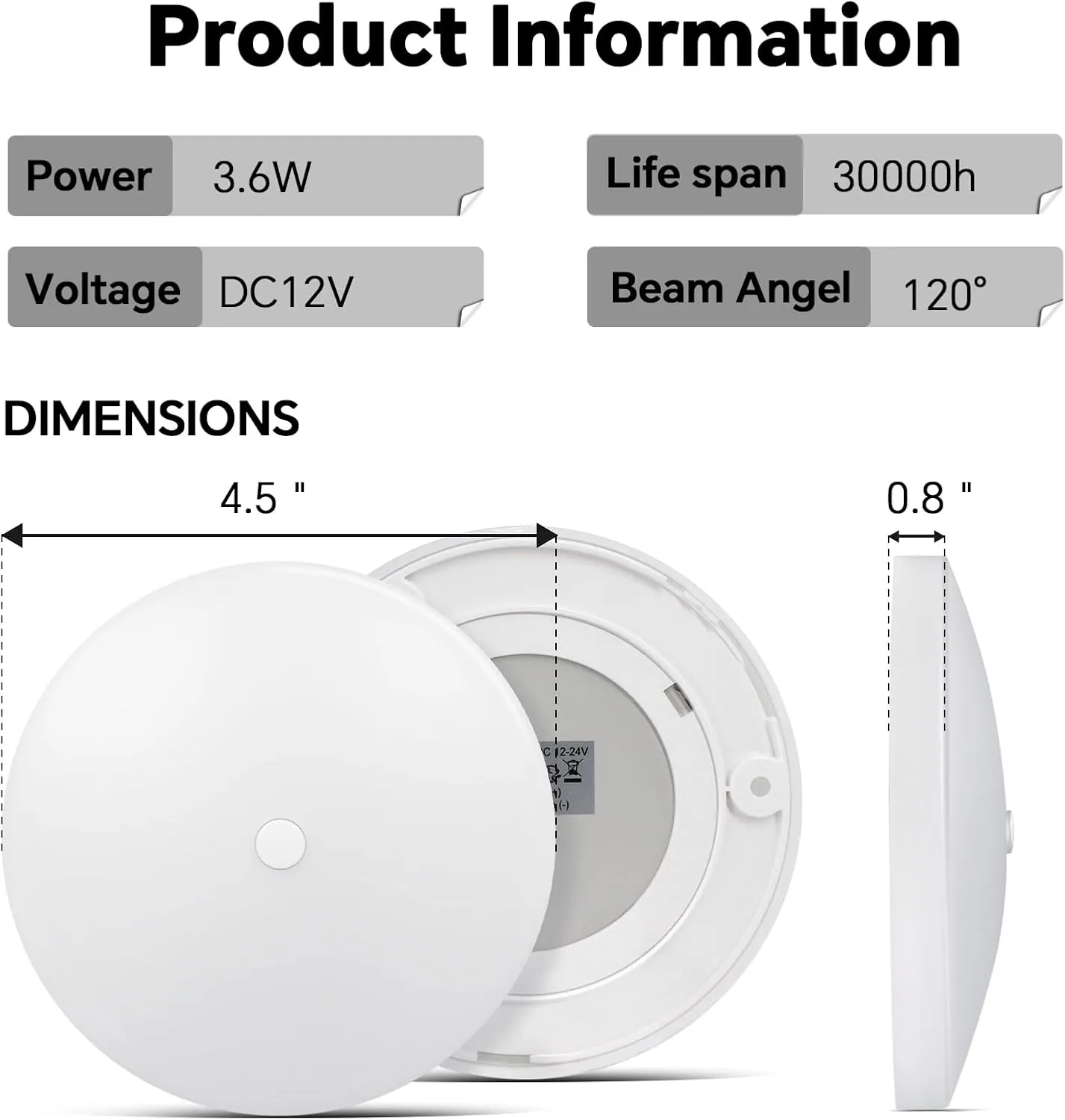 acegoo RV LED Ceiling Dome Light w/Push Switch 4.5” RV Lights Interior 12V Overhead Puck Light for Motorhome Camper Trailer Boat, Dimmable White Light & Blue Nightlight, Surface Mount,4-Pack (3000K