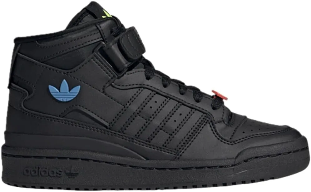 adidas Unisex-Child Forum Mid Sneaker, Core Black/Solar Red/Pulse Blue, 4 M US