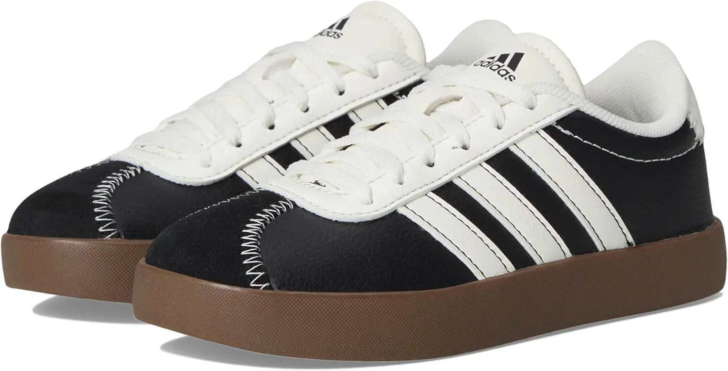 adidas VL Court 3.0 Sneaker, Black/Off White/Black, 4.5 US Unisex Big Kid