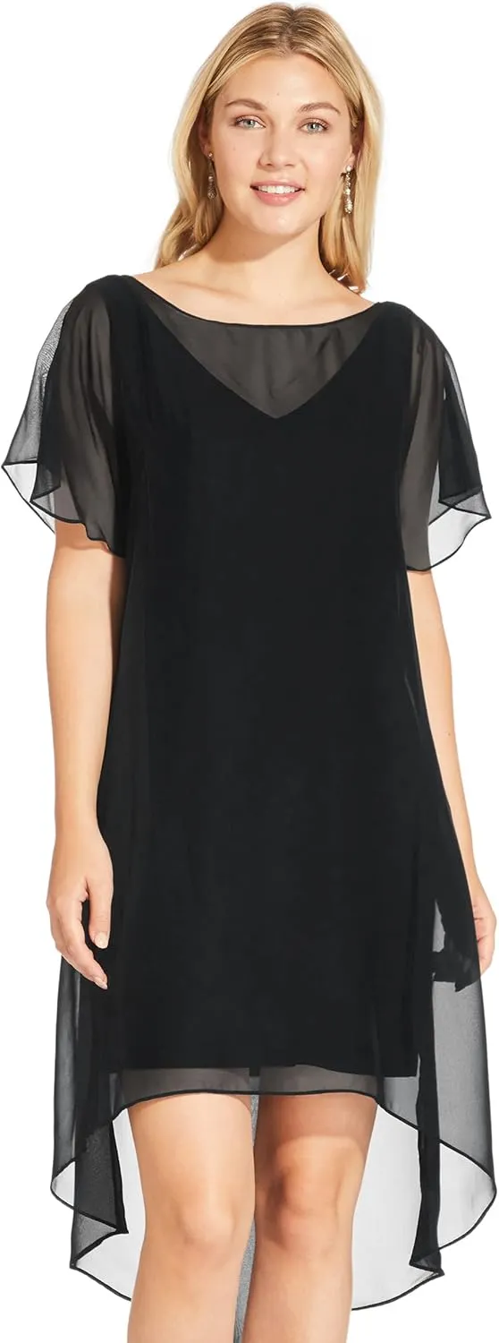Adrianna Papell Women's Chiffon Overlay Draped Dress