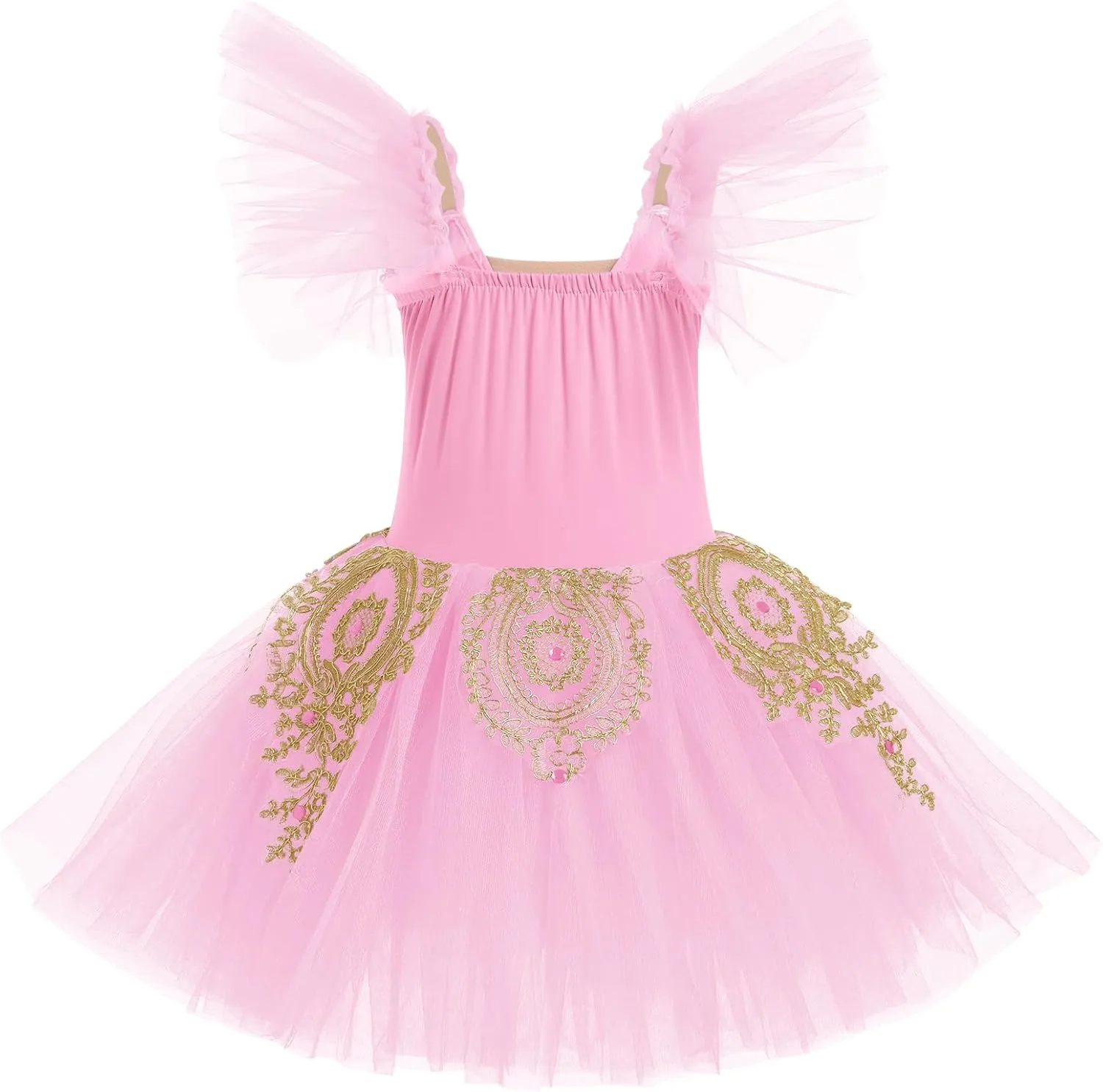 AFAVOM Ballet Leotards for Girls Ballerina Performance Swan Lake Costumes Embroidery Tulle Camisole Skirted Leotard Dancewear