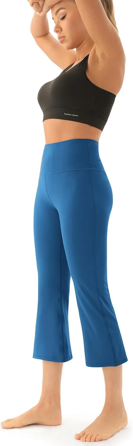 AFITNE Women's Yoga Pants Wide Leg Workout Leggings Flare Casual Lounge Pants with Pockets High Waist and Tummy Control