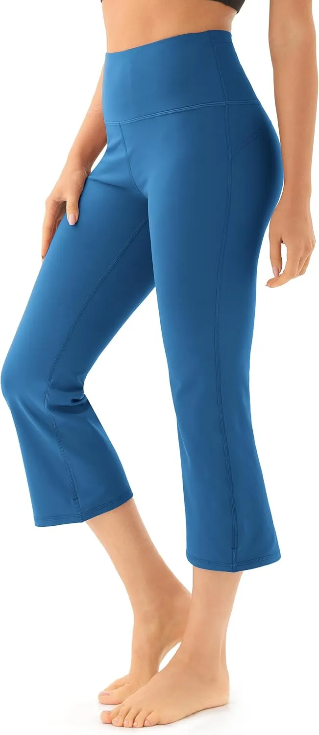 AFITNE Women's Yoga Pants Wide Leg Workout Leggings Flare Casual Lounge Pants with Pockets High Waist and Tummy Control