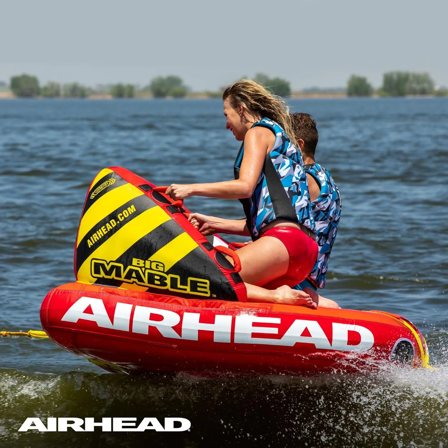 Airhead Mable Inflatable Towable Tube, 1-4 Rider Models, Dual Tow Points, Full Nylon Cover, EVA Foam Pads, Patented Speed Valve, Boat Tubes and Towables