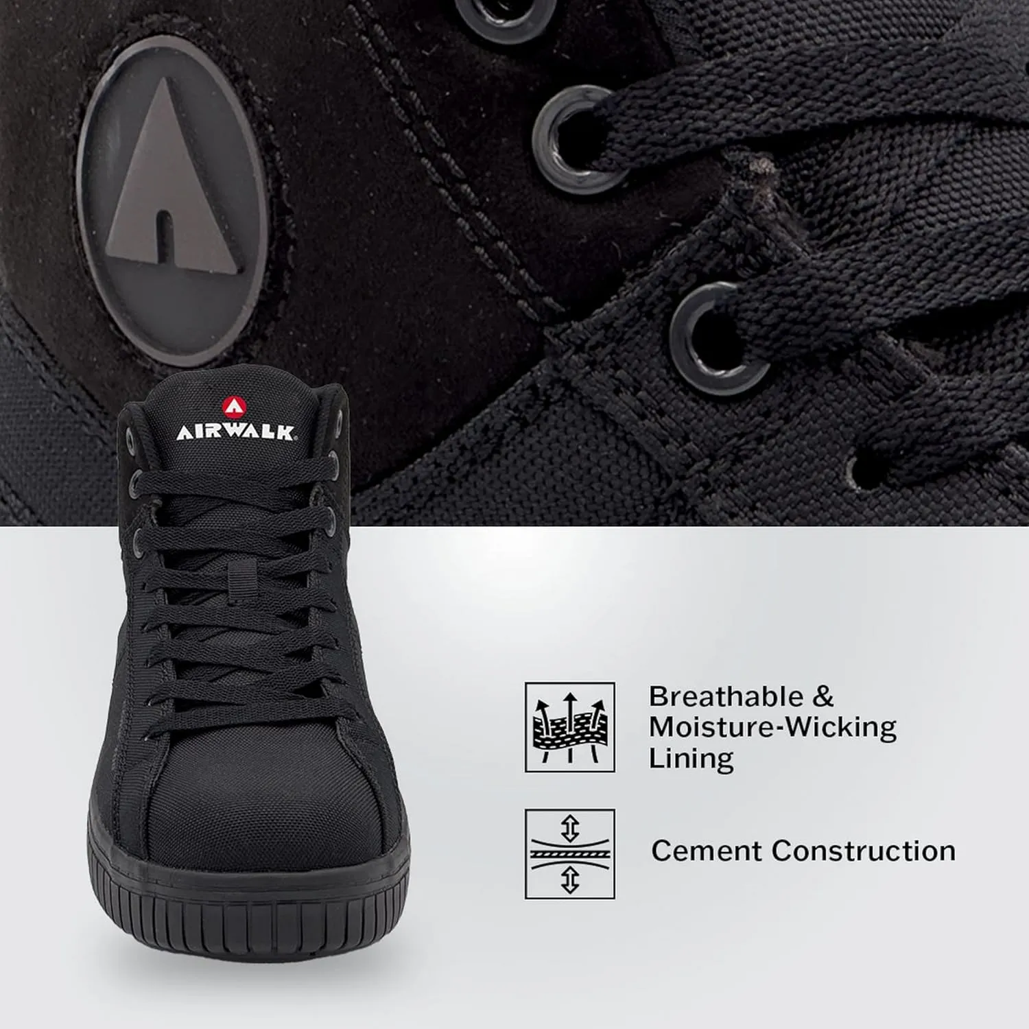 Airwalk Deuce Composite Toe Shoes for Men - Lightweight Work Safety Sneakers - Non-Slip, Electrical Hazard Resistant
